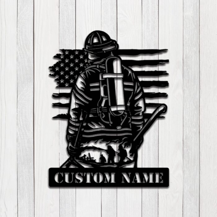 Custom Firefighter Metal Wall Sign - Personalized Firefighter Metal Wall Art - Firefighter Metal Wall Decor - Fireman Name Sign Home Decor - Fire Department Metal Sign