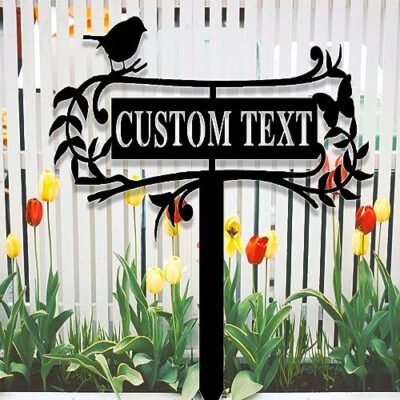 Custom Garden Stake Metal Bird Yard Garden Sign with Stake Personalized Gardener Name Sign Outdoor Garden Yard Decor