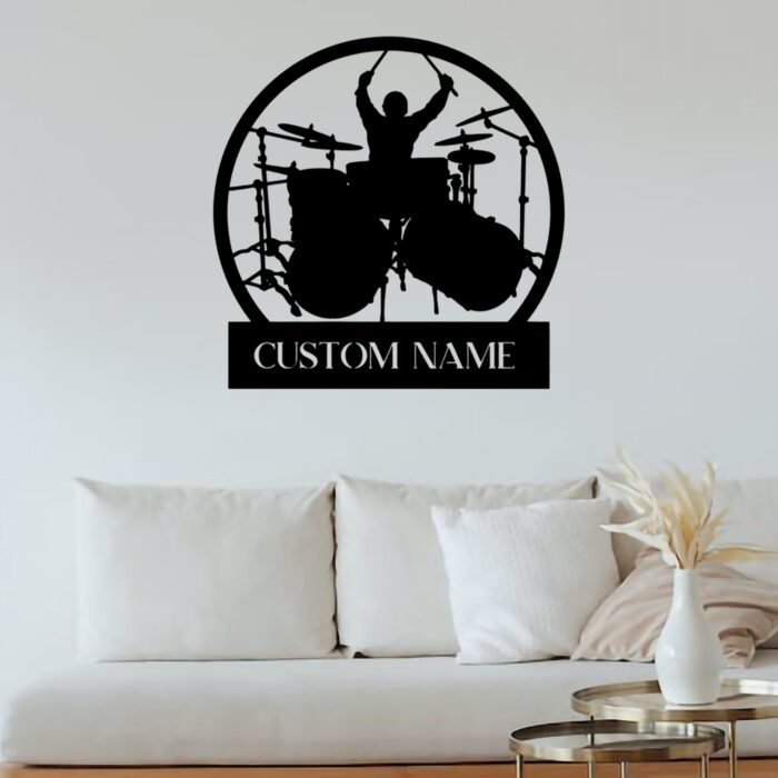 Ye Qin Hui Custom Drummer Metal Wall Sign - Personalized Drummer Metal Wall Art - Drummer Metal Wall Decor - Drummer Name Signs - Gift for Drummer - Drum Chamber Decor - Image 4