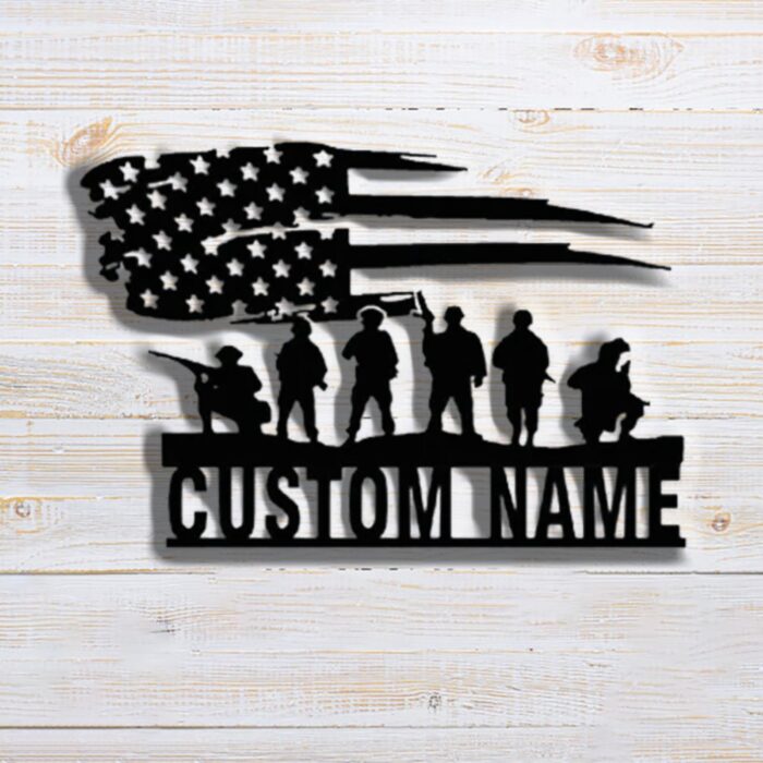 CUSTOM us Soldier Metal Sign, Soldier Mility Metal Wall Art, USA Flag Sign, Personalized Army Name Sign, 4th of July Decor, Valentines Day Gifts for Him Monogram Wall, - Image 2