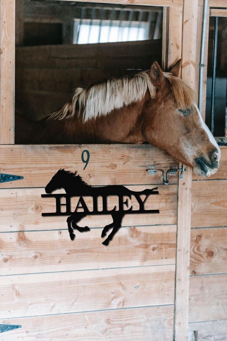 Custom Horse Name Plate Horse Name Plaque Personalized Stable Name Plaque Custom Horse Stall Metal Sign for Farm Barn Sign Ranch Metal Sign