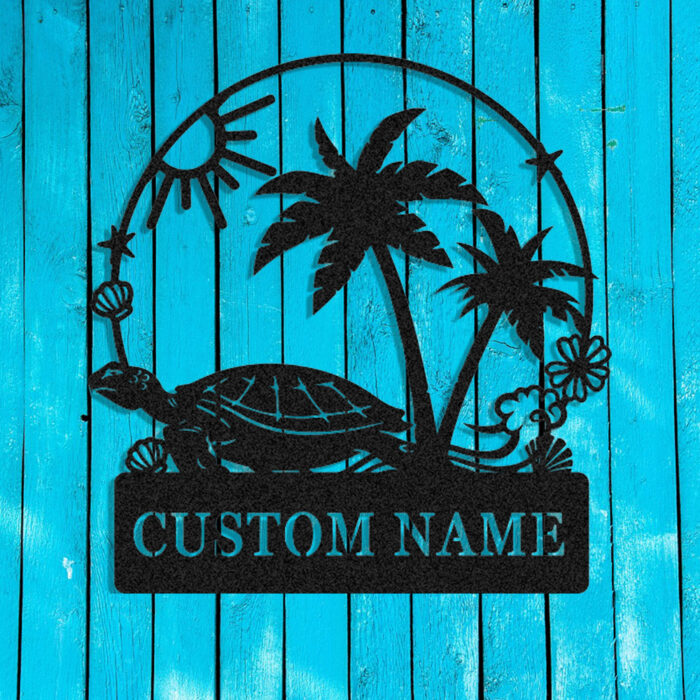 Custom Sea Turtle Metal Wall Sign,Personalized Family Name Signs Sea Turtle Metal Wall Decor,Custom Wall Hanging Gifts for Birthday,Sea Turtle Metal Wall Art for Living Room Studio Beach House Decor - Image 5