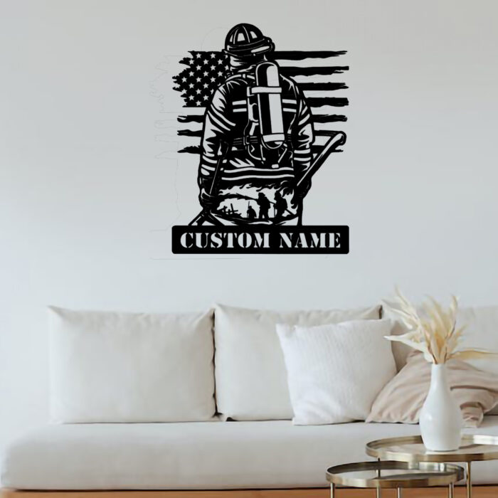 Custom Firefighter Metal Wall Sign - Personalized Firefighter Metal Wall Art - Firefighter Metal Wall Decor - Fireman Name Sign Home Decor - Fire Department Metal Sign - Image 3