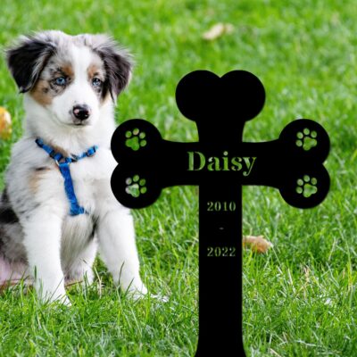 Personalized Dog Grave Marker Cross for Dog Grave Pet Grave Marker Metal Pets Memorial Stake Dog Memorial Cross