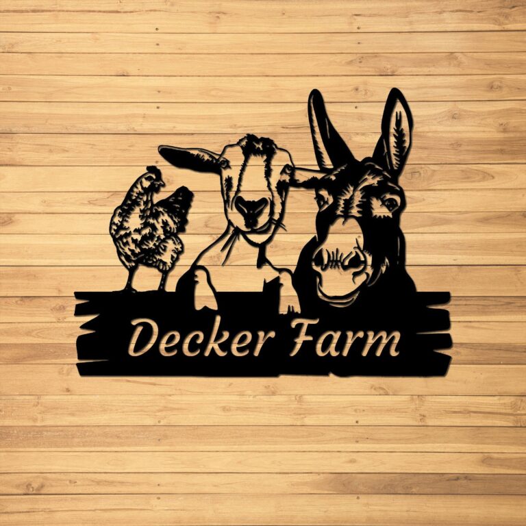 Custom Metal Farm Sign Personalized Farm Sign Outdoor With Animals Metal Goat, Donkey & Chicken Barn Sign Metal Ranch Sign Farm Sign