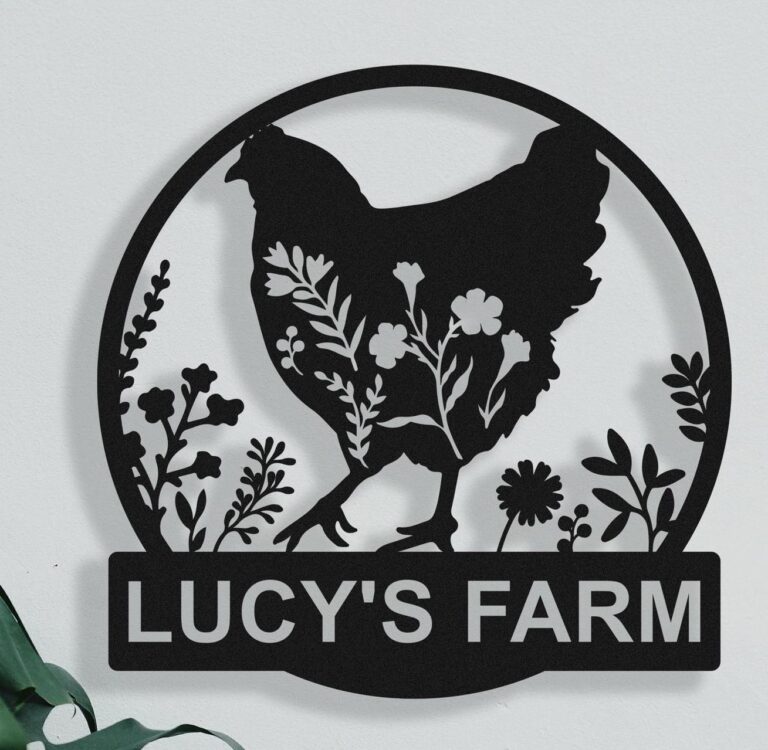 Personalized Chicken Coop Sign Name with Flowers, Custom Hen House Sign,Chicken Coop Wall Art,Farm House Decor,Barn Decor,Chicken Lover Gift