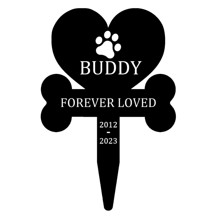 Personalized Dog Memorial Stake, Custom Dog Memorial Grave Marker, Pet Cemetery Markers Pet Burial Marker, Metal Dog Memorial Garden Sign with Stake Pet Sympathy Gifts for Dog Owners