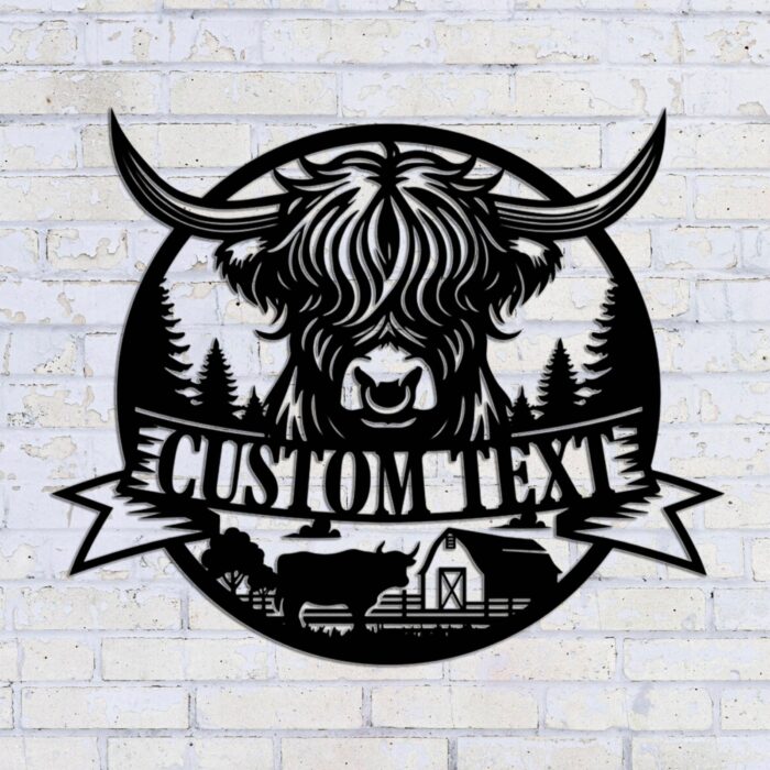 Custom Highland Cow Sign Metal Wall Sign - Personalized Cow Sign Metal Wall Art - Cow Sign Metal Wall Decor - gift for family - Custom Metal Signs - personalized wall decor