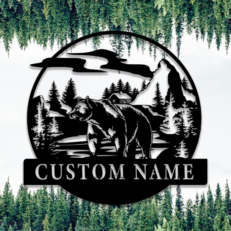 Custom Bear Metal Sign Wall Art, Custom Bear Lover Sign, Home Decor, Bear Lover Gift, Bear and Cabin Wall Outdoor Sign, Housewarming Gift