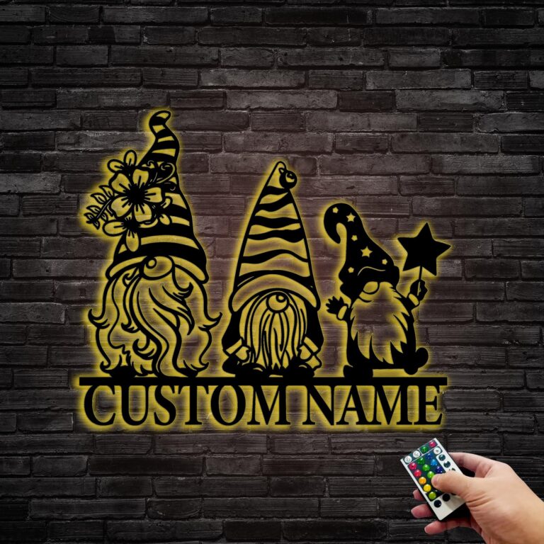 Personalized Gnome Metal Wall Art,Custom Gnome Metal Sign,Gnome Metal Wall Decor,Gnome Wall Art,Gnome Welcome Sign,Gnome Door Sign,8-24 Inch