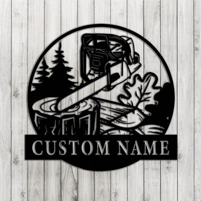 Personalized Logging Chainsaw Metal Wall Art, Custom Logger Name Sign Decoration For Room, Logging Metal Home Decor, Custom Logging, New Home Gift