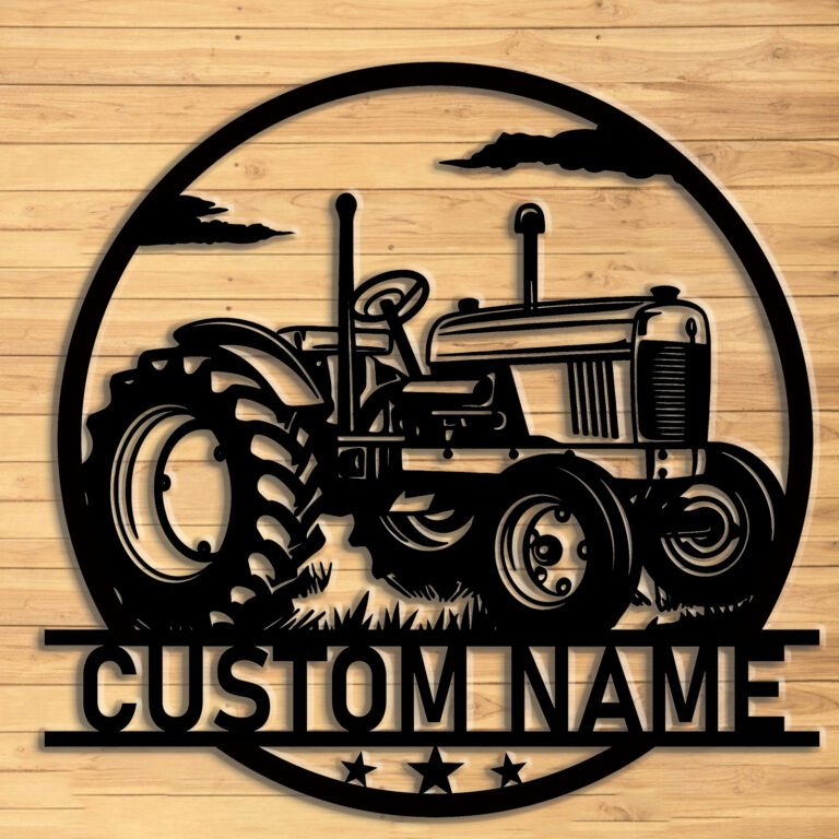 ElevateIQ Custom Tractor Metal Wall Sign - Personalized Tractor Name Art, Farmhouse Decor for Garage - Gifts for Farmers - Custom Tractor, Housewarming Gift, Black, 8 to 24 Inches