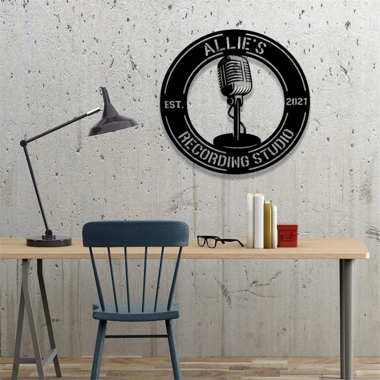 Custom Podcast Studio Metal Sign,Microphone Sign,Personalized Recording Studio Sign,Recording Room On Air Sign,Gift for Podcast& Radio Host