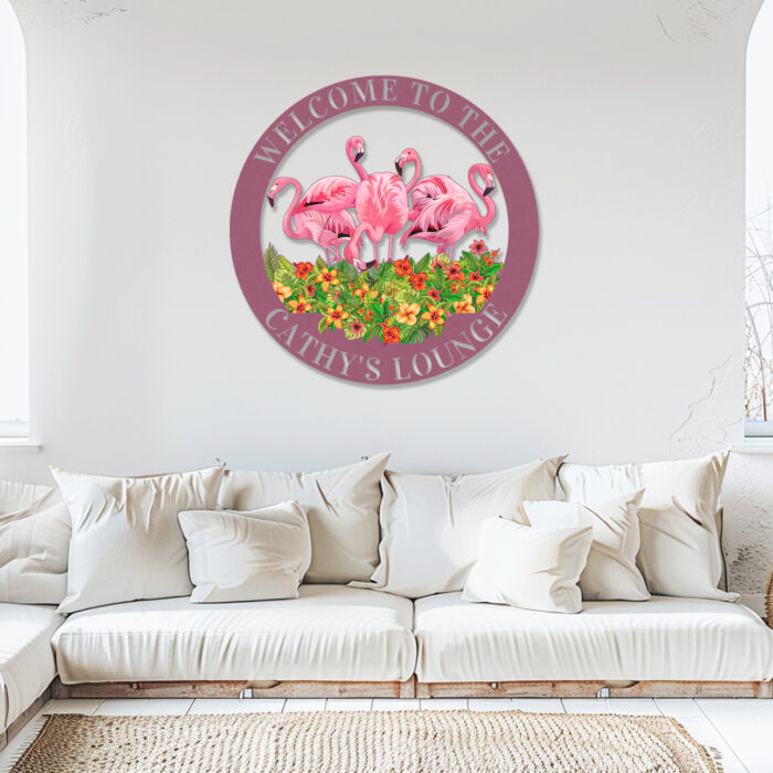 Ceeheyy Custom Flamingo Metal Sign, Personalized Colorful Flamingo Sign Metal Wall Art Garden Decor Sign, Customized Flamingo Name Sign Yard Pool Sign Indoor Outdoor Home Beach House Decor Sign, Pink