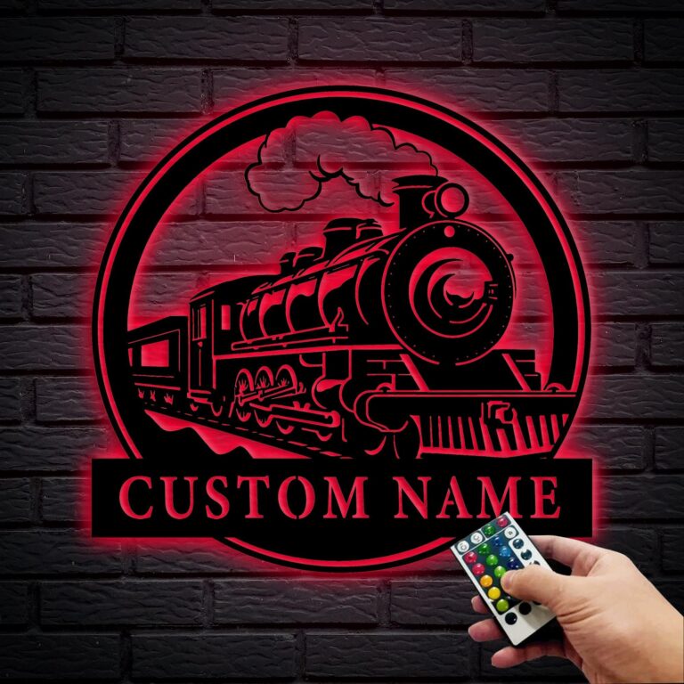 Customized Train With Steam Metal Sign,Home Metal Wall Decoration,Personalized Train With Steam Metal Name Sign, Christmas Gift,8-24 inch