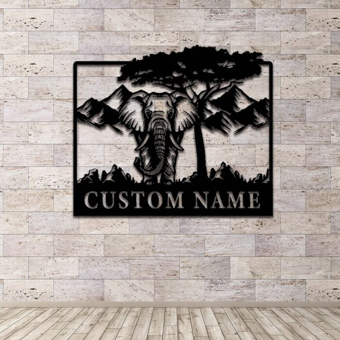 HIOKPLS Custom Wildlife Elephant Sign, Custom Children Room Sign, Indoor Family Sign, Wall Hanging For Decoration, Personalized Elephant Lover Name Sign, Housewarming, 10inch - Image 5