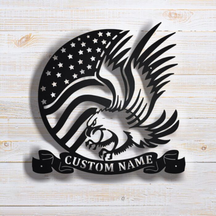 Custom American Eagle Flag Metal Wall Art, Personalized Metal Eagle Name Sign, Eagle Metal Home Decor, Custom Eagle Us Flag ?? Decoration for Room??Family Wall Decor??Men's Valentine's Day Gifts - Image 2