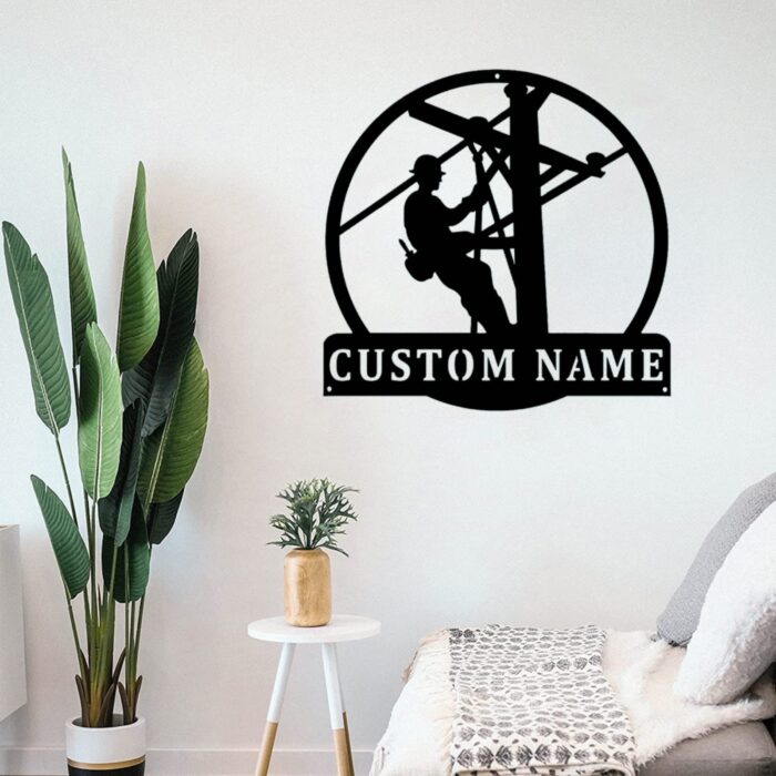 Custom Lineman Metal Wall Sign - Personalized Lineman Metal Wall Art - Lineman Metal Wall Decor - Custom Lineman Name Sign - Lineman Gift - Home Decor - Image 3