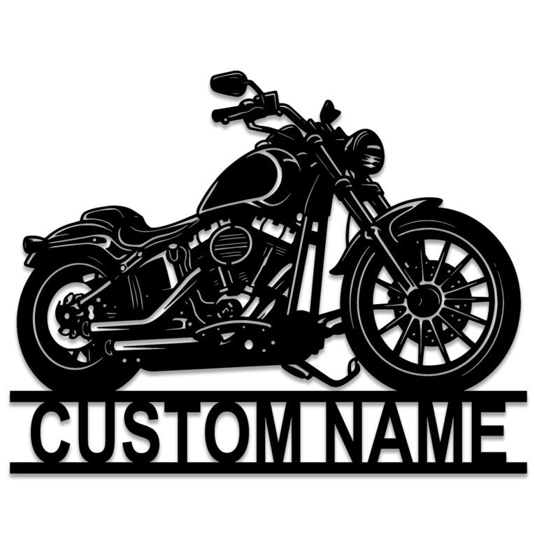 Ke Ji Yu Hen Huo Custom Motorcycle Metal Wall Sign, Personalized Biker Name Sign Decor, Metal Home Decor Gifts, Housewarming Gift For Biker, Biker Home Decor, Personalized Family Logo, 8-24 Inch