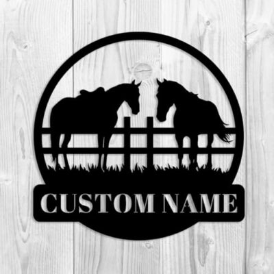 Personalized Horse Ranch Sign, Custom Horse Farm Sign Farmhouse Outdoor Metal Wall Art, Customized Horse Metal Sign Horse Barn Sign Horse Metal Wall Decor Wall Hanging Horse Name Sign