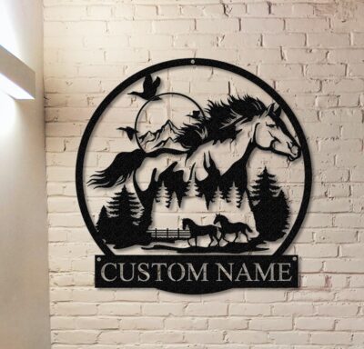 Custom Horses Metal Sign,Horse Wall Art,Personalized Horse Ranch Decor,Horse Wall Decor,Horse Farm House Decor,Barn Decor,Farm Decor