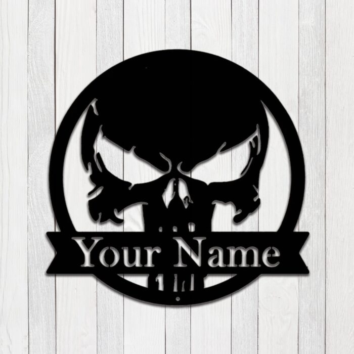 Custom Skull Metal Wall Sign - Personalized Skull Metal Wall Art - Skull Metal Wall Decor - Skull Name Signs - Skull Led Decor - Skull Home Decor