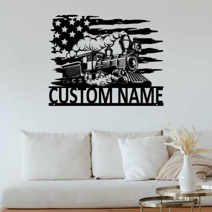 Custom Train Metal Wall Sign - Personalized Train Metal Wall Art - Train Metal Wall Decor - US Train Name Signs - Train Led Decor - Train Lover Gift - Image 3