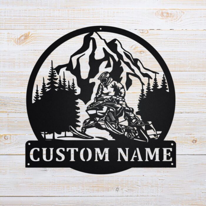 Snowmobile Metal Home Decor,Personalized Snowmobiler Metal Name Sign, Custom Snowmobile Jump Metal Wall Art, Custom Snowmobile Signs for Home Decor, Decoration for Room, - Image 2