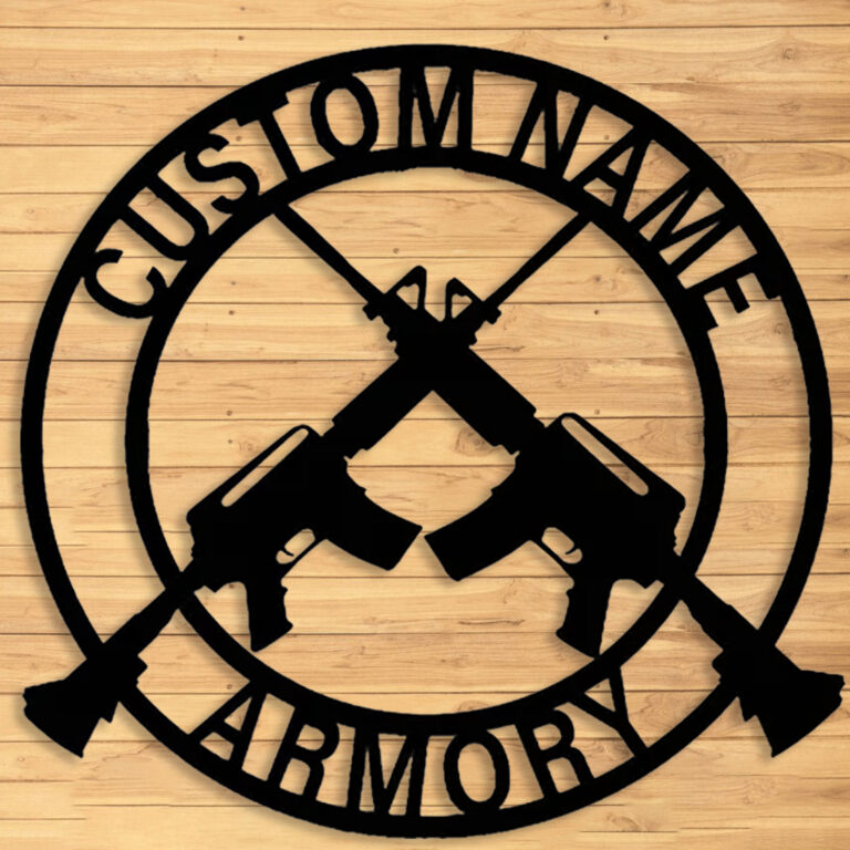 Gun Metal Logo - Personalized Gun Metal Sign - Gun Lover Gift - Armory Decor - Custom Gun Metal Wall Art- Gun Logo - AR-15 - Wall Hangings - 8-24inch