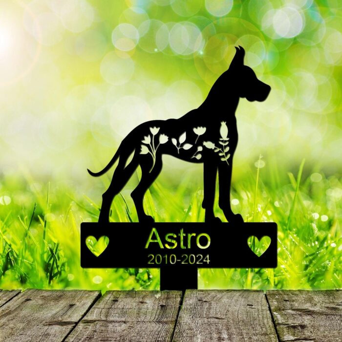 Custom Great Dane Memorial Stake, Personalized Dog Garden Sign, Sympathy Sign, Pet Grave Marker, Remembrance Stake, Dog Loss Gift