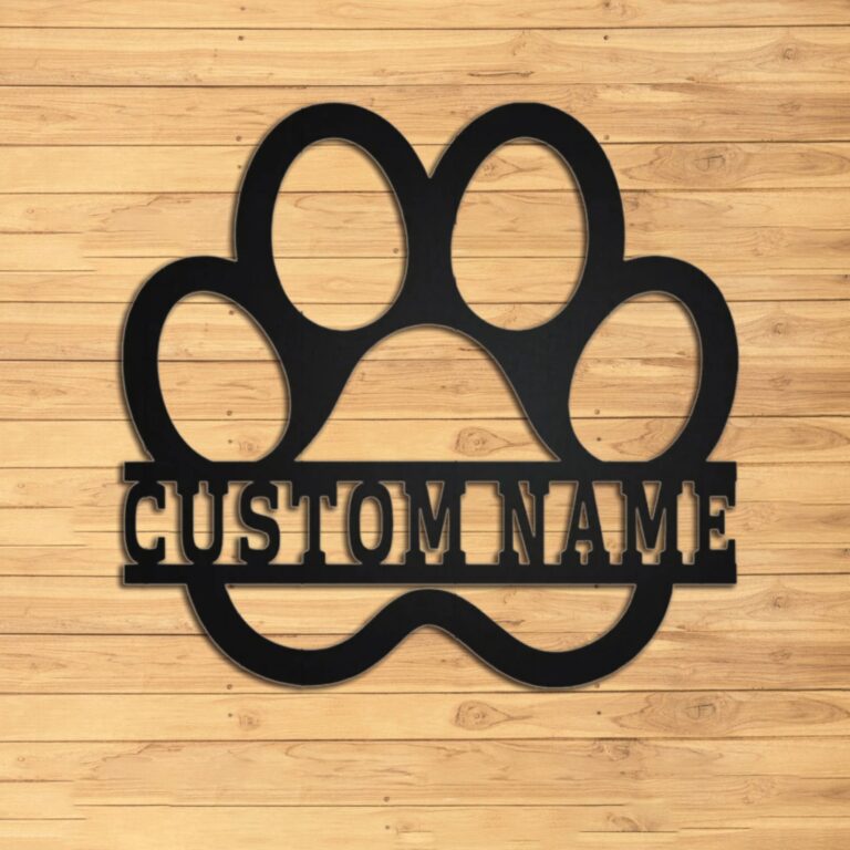 Custom Dog Paw Print Metal Sign,LED Paw Wall Art,Personalized Cat Dog Name Sign,Front Door Dog Kennel House Decor,Decoration for Pet Room