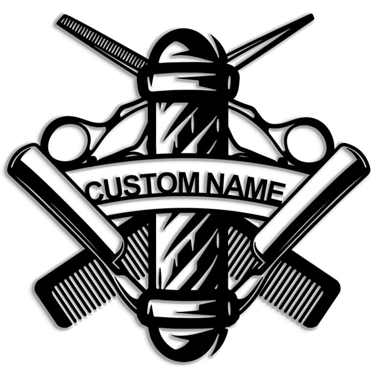 Personalized Barbershop Metal Sign | Custom Barbershop Name Wall Art | Metal Wall Decor | Barber Shop Gift | Hairstylist Gift | Housewarming Gift | 8-24 Inches