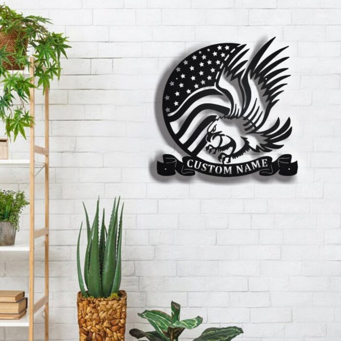 Custom American Eagle Flag Metal Wall Art, Personalized Metal Eagle Name Sign, Eagle Metal Home Decor, Custom Eagle Us Flag ?? Decoration for Room??Family Wall Decor??Men's Valentine's Day Gifts - Image 4