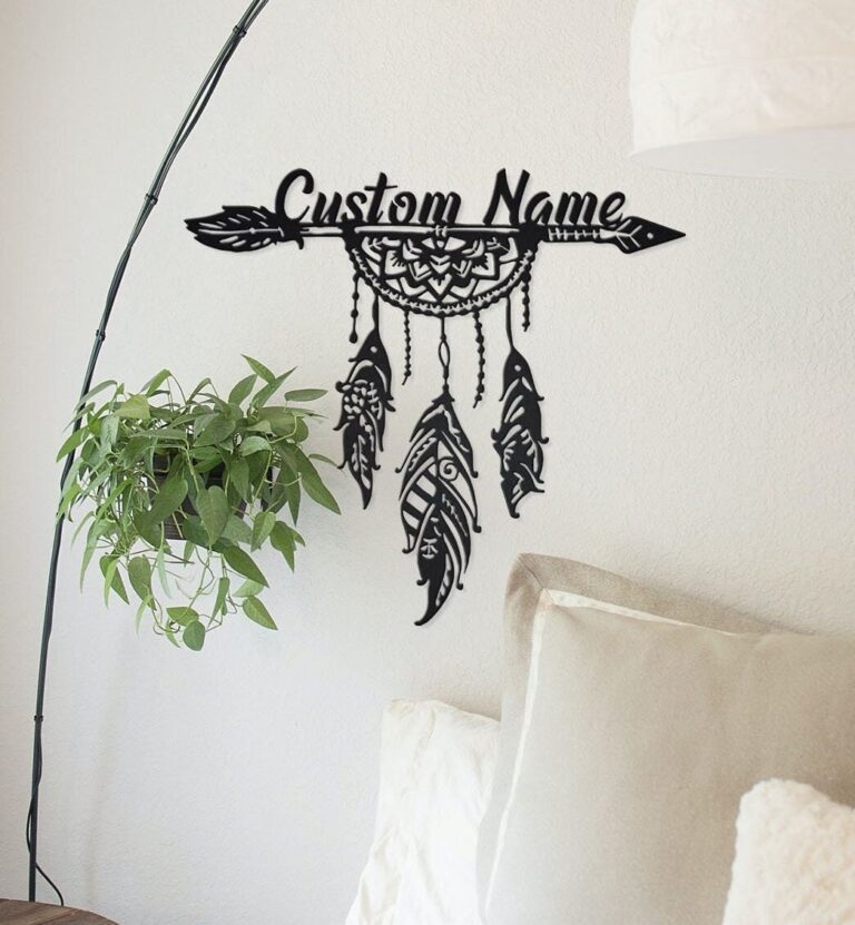 Custom Dream Catcher Metal Wall Art Arrow Feathers Metal Sign Dream Catcher Metal Sign Bedroom Wall Decor Native American Decor