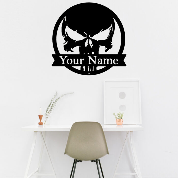 Custom Skull Metal Wall Sign - Personalized Skull Metal Wall Art - Skull Metal Wall Decor - Skull Name Signs - Skull Led Decor - Skull Home Decor - Image 4