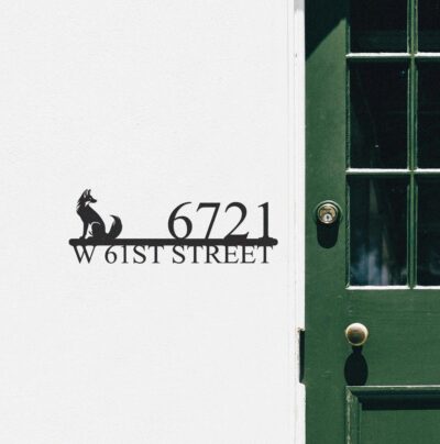 Personalized Fox House Number Sign,Custom Fox Metal Wall Art,Home Number Metal Sign,Outdoor  Address Sign Decor,Front  Door Decor, Fox Sign