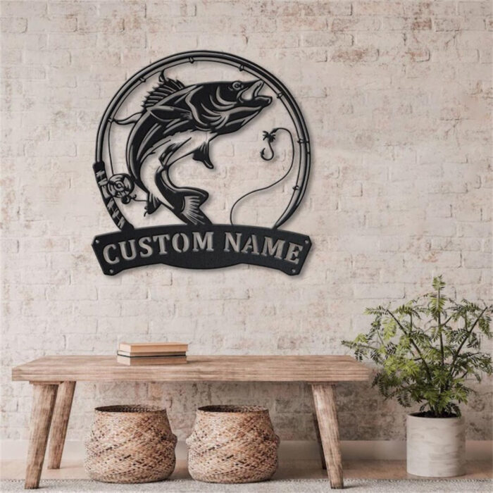 Riaeelvs Personalized Walleye Fishing Metal Wall Art,Custom Family Name Signs,Home Sign Wall Decor,Fish Metal Wall Decor,Metal Signs for Outdoor,Fishing Gifts - Image 4