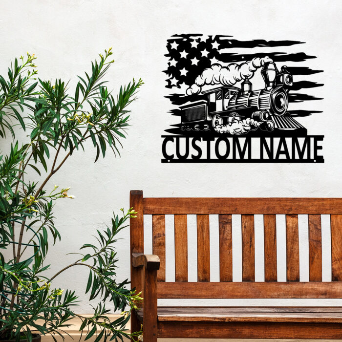 Custom Train Metal Wall Sign - Personalized Train Metal Wall Art - Train Metal Wall Decor - US Train Name Signs - Train Led Decor - Train Lover Gift - Image 2