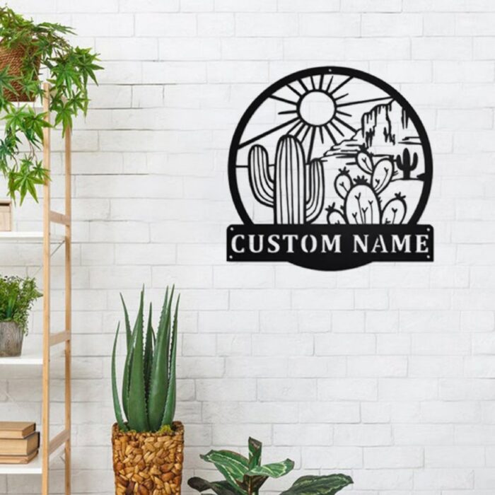 Nanlili PoroX Cactus Lovers Metal Wall Sign, Personalized Cactus Metal Signs, Cactus Metal Wall Art,Office Wall Art Housewarming Outdoor Metal Signs Gifts - Image 4