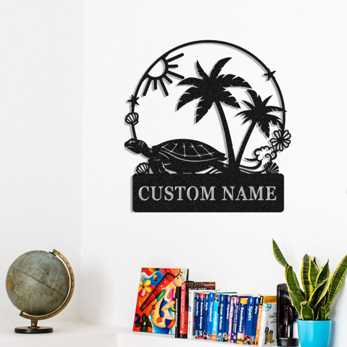 Custom Sea Turtle Metal Wall Sign,Personalized Family Name Signs Sea Turtle Metal Wall Decor,Custom Wall Hanging Gifts for Birthday,Sea Turtle Metal Wall Art for Living Room Studio Beach House Decor - Image 3