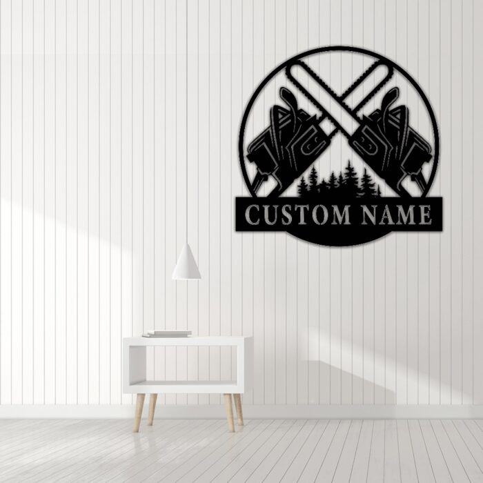 Personalized Logging Chainsaw Metal Wall Art, Custom Logger Name Sign Decoration For Room, Logging Metal Home Decor, Custom Logging, New Home Gift - Image 2