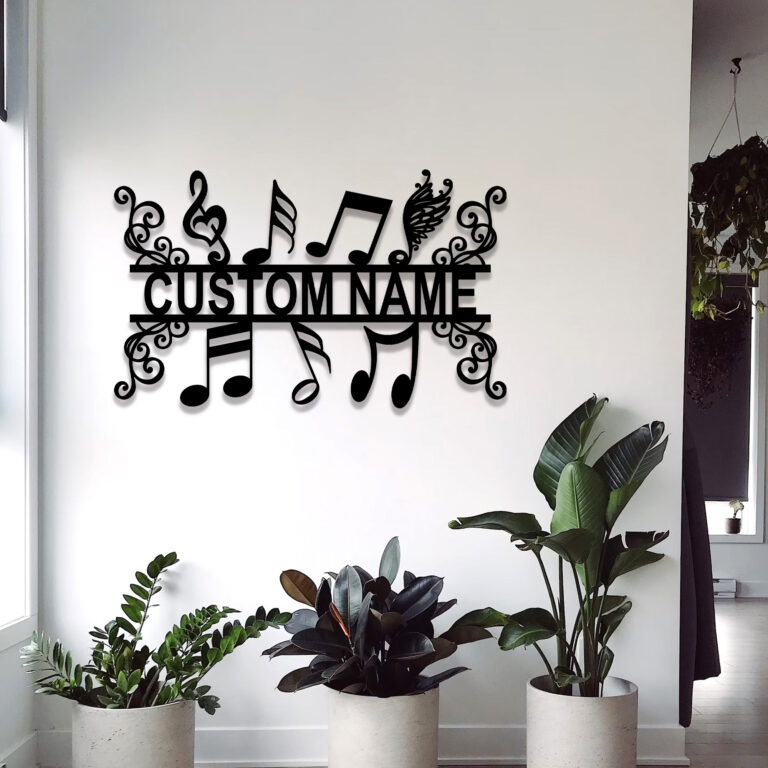 Jenelle Arts Personalized Music Notes Metal Sign, Custom Name Music Teacher Metal Wall Art, Music Room, Home Decor, Gift for Music Teacher, Ideal for Home Decor & Gift, Black, 8-24 Inch, 18inch - Image 3