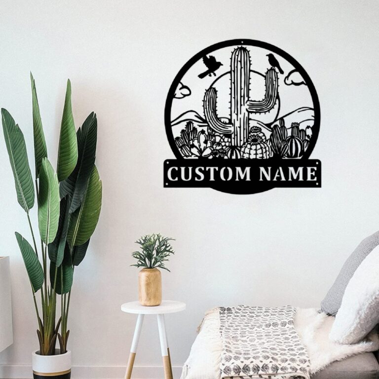 VVEDESIGN Custom Cactus Metal Wall Sign - Personalized Cactus Metal Art - Cactus Metal Wall Decor - Customized Signs - Housewarming Gifts - Indoor Signs - Image 3