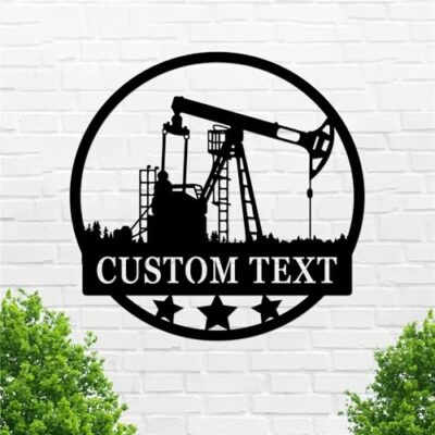 Hyobeswe Custom Oil Field Metal Sign Personalized Oil Field Worker Name Sign Oil Field Derrickhand Decor Oil Field Wall Art Oil Digger Derrickman Dads Gift
