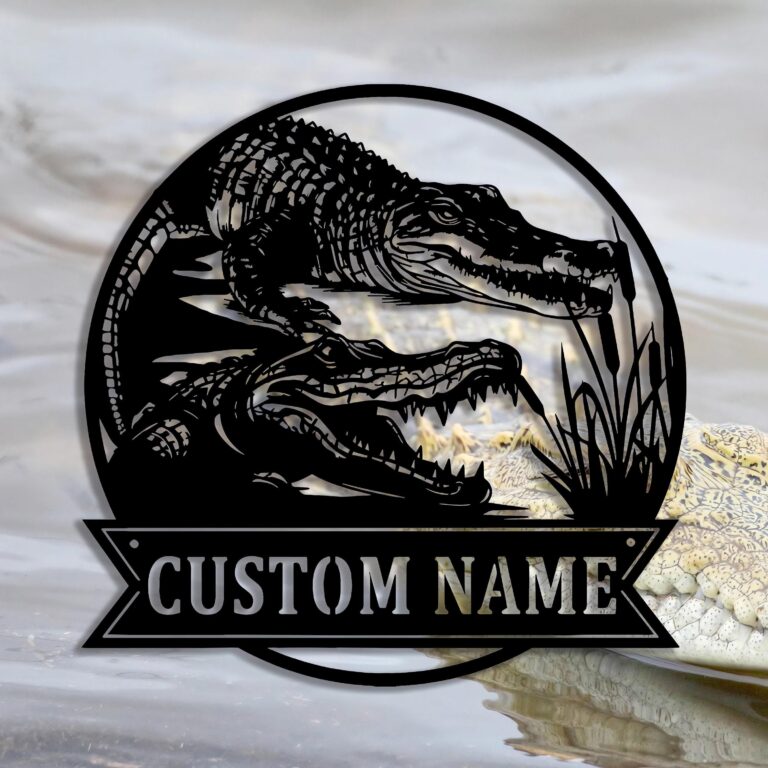 Custom Alligator Metal Wall Art, Personalized Alligator Name Sign, Home Decor, Nursery Decor, Wall Decor, Christmas Gifts, 8-24 Inches