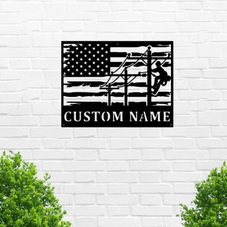 VVEDESIGN Custom Lineman Metal Wall Sign - Personalized Lineman Metal Wall Art - Lineman Metal Wall Decor - Horizontal Wall Decor - Housewarming Gift - Image 2