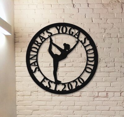 Custom Yoga Metal Sign,Yoga Wall Art,Personalized Yoga Sign Name,Yoga Studio Decor,Small Shop Decor,Yoga lover Gifts,Mothers day Gift