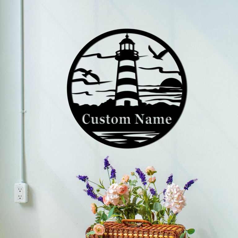 Gerryed Custom Lighthouse Sign Personalized Lighthouse Metal Wall Art Beach Themed Wall Decor Beach House Decor Housewarming Gift - Image 3