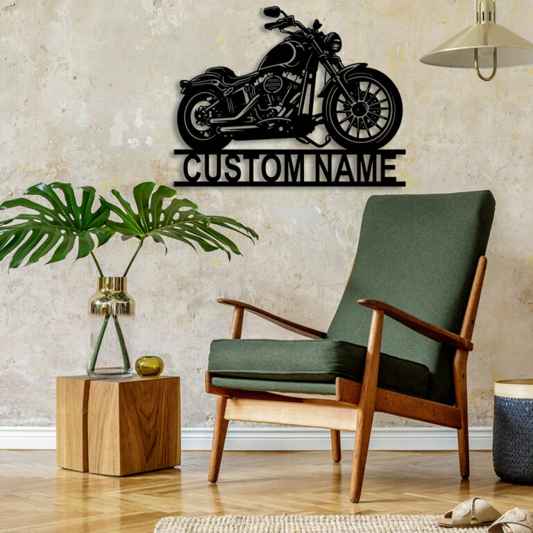 Ke Ji Yu Hen Huo Custom Motorcycle Metal Wall Sign, Personalized Biker Name Sign Decor, Metal Home Decor Gifts, Housewarming Gift For Biker, Biker Home Decor, Personalized Family Logo, 8-24 Inch - Image 4