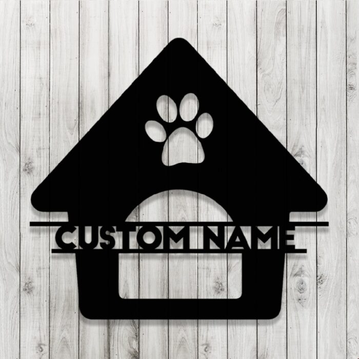 OPacific Custom Dog House Metal Sign Art Personalized Name Sign Wall Art Decor Custom Metal Sign Dog House Decorate Wall Hanging Animal Funny Pet Gifts